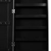 Standing Jewelry Cabinet with Mirror Black