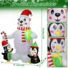 5.9FT Christmas Inflatable Outdoor Decoration Polar Bear Gift Box Penguin Blow Up Yard Decoration with LED Light Built-in Air Blower for Winter Holida