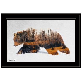 "Traveling Bear" by Andreas Lie, Ready to Hang Framed Print, Black Frame