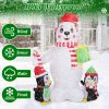 5.9FT Christmas Inflatable Outdoor Decoration Polar Bear Gift Box Penguin Blow Up Yard Decoration with LED Light Built-in Air Blower for Winter Holida