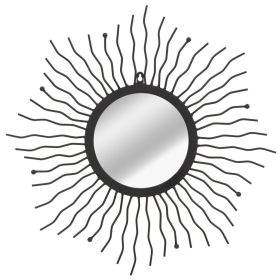 Wall Mirror Sunburst 23.6" Black