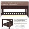 Shoe Rack with Cushioned Seat and Drawers, Multipurpose Entryway Storage Bench (Espresso)