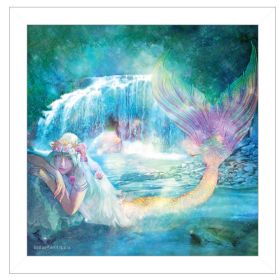 "Woodland Cove Mermaid" by Bluebird Barn, Ready to Hang Framed Print, White Frame