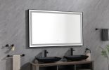 84in. W x48 in. H Framed LED Single Bathroom Vanity Mirror in Polished Crystal Bathroom Vanity LED Mirror with 3 Color Lights Mirror for Bathroom Wall