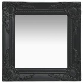 Wall Mirror Baroque Style15.7"x15.7" Black