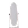 59.25" Tall Standing Wooden Floor Mirror with White finish, Oval Shape