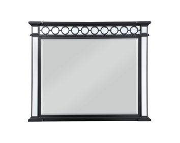 ACME Varian II Mirror in Black Velvet & BLACK & Sliver FINISH BD00586