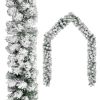 Christmas Garland with LEDs&Ball Set Green 32.8' PVC