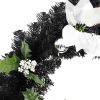 Christmas Wreath with LED Lights Black 23.6" PVC