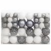 111 Piece Christmas Bauble Set White and Gray Polystyrene