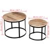 Two Piece Coffee Table Set Rough Mango Wood Round 15.7"/19.7"