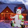 5.9FT Christmas Inflatable Outdoor Decoration Polar Bear Gift Box Penguin Blow Up Yard Decoration with LED Light Built-in Air Blower for Winter Holida