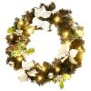 Christmas Wreath with LED Lights Black 23.6" PVC