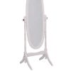 59.25" Tall Standing Wooden Floor Mirror with White finish, Oval Shape