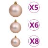 61 Piece Christmas Ball Set with Peak and 150 LEDs Rose Gold