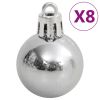 111 Piece Christmas Bauble Set White and Gray Polystyrene