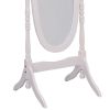 59.25" Tall Standing Wooden Floor Mirror with White finish, Oval Shape