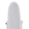 59.25" Tall Standing Wooden Floor Mirror with White finish, Oval Shape