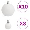 111 Piece Christmas Bauble Set White and Gray Polystyrene