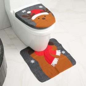 Merry Christmas Bathroom Curtain Santa Claus Toilet Seat Christmas Decorations (Option: Elk)