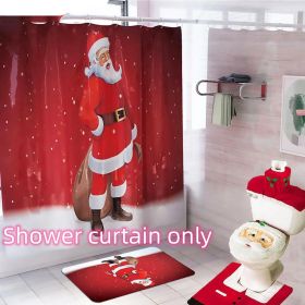 Merry Christmas Bathroom Curtain Santa Claus Toilet Seat Christmas Decorations (Option: Shower curtain)