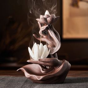 1pc Reversible Lotus Floral Aromatherapy Furnace Purple Sand Ornament (style: Single Furnace, Items: Small-White Lotus)