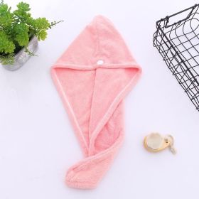 1pc Fast Drying Hair Towel With Button, Super Absorbent Hair Towel Wrap, Soft And Water-Absorbing Hair Drying Towel, Fast Drying Hair Wraps For Women (Color: Pink)