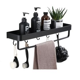 Bathroom Towel Rack with Hook and Rod Apace Aluminum Shelf (size: shelve+hook+rod-30cm)