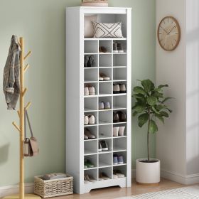 ON-TREND Stylish Design 30 Shoe Cubby Console, Contemporary Shoe Cabinet with Multiple Storage Capacity (Color: as Pic)