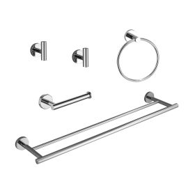 5 Piece Bathroom Towel Rack Set Wall Mount (Color: as Pic)