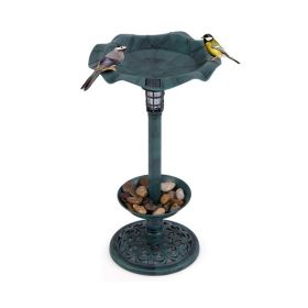 Birdbath with Bird Feeder and Flower Planter for Outdoor Decor (Type: bird supplies, Color: Green)