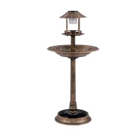 Bird Bath Feeder with Solar Light for Garden Backyard Decor (Type: bird supplies, Color: Bronze)