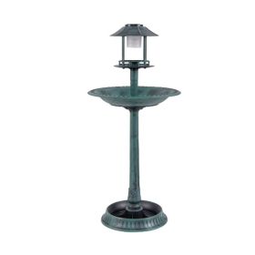 Bird Bath Feeder with Solar Light for Garden Backyard Decor (Type: bird supplies, Color: Green)